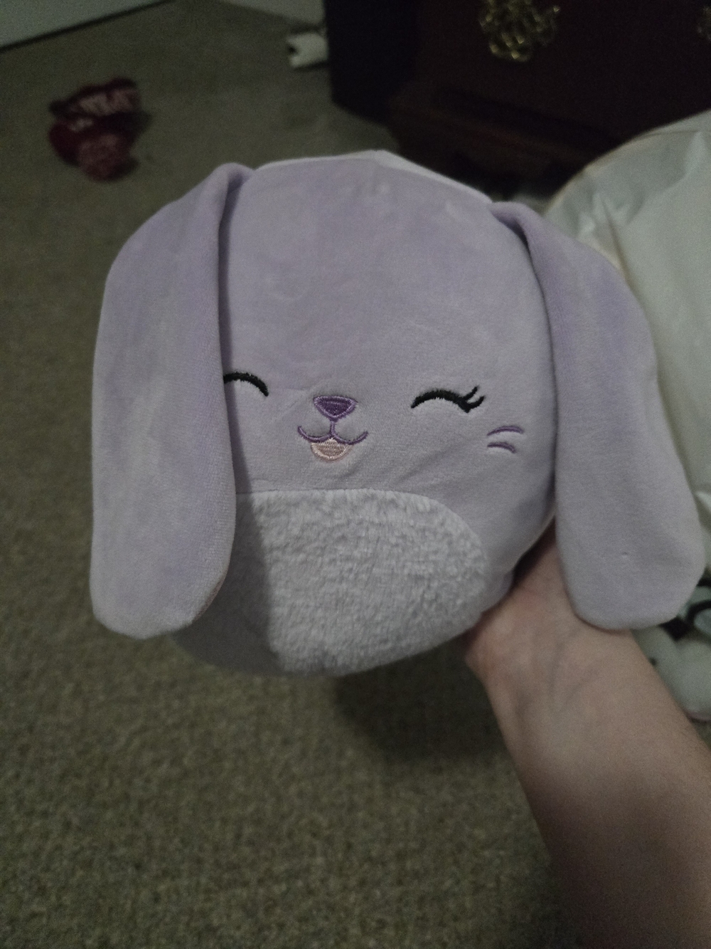 Lavender Plush Bunny Face Squishmallow-Style Soft Toy Bubbles The Bunny